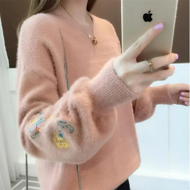 Норковый бархатный свитер женские вязаные свитера и пуловеры с длинными