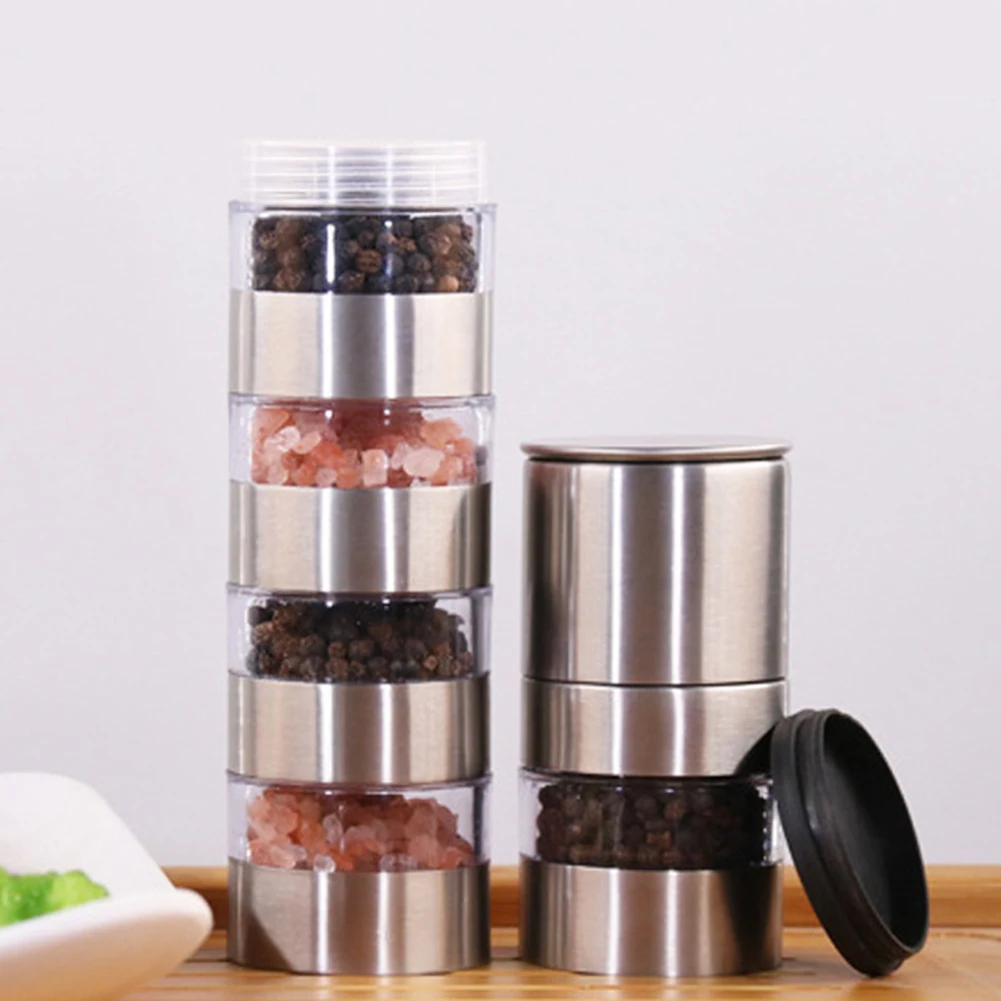 

Outdoor Camping Stainless Steel Spice Jars Bottle Portable BBQ Picnic Spice Seasoning Container Storage Box Cookware Set
