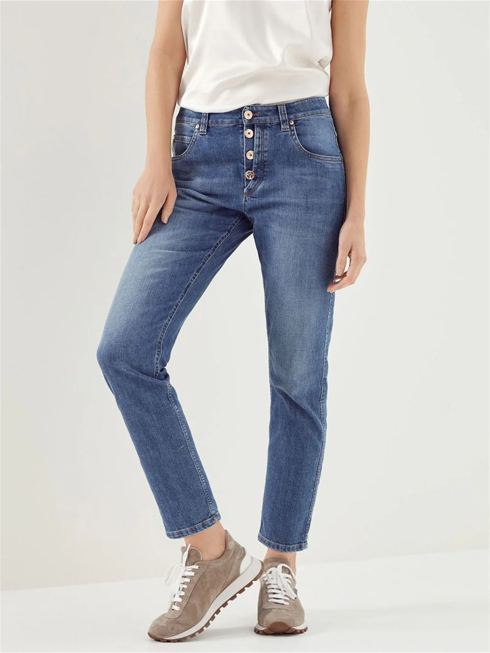 Women Blue Single Breasted Jeans Beadings Slim High Waist Female Denim Pencil Pants Spring Summer 2023