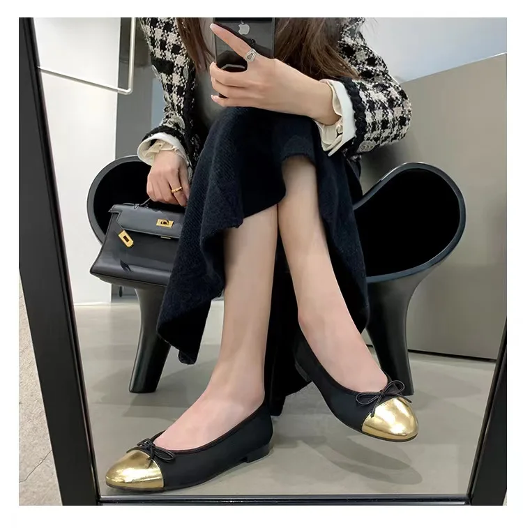 

Балетки женские с круглым носком, кожа, Повседневные Классические дышащие, туфли на плоской подошве, осень