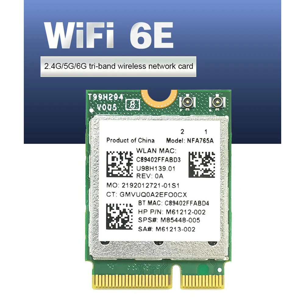 

2.4G/5G/6G Network Card 2400Mbps Fast Speed Wireless Module Adapter Card Bluetooth-compatible 5.3 Support Win10 Win11