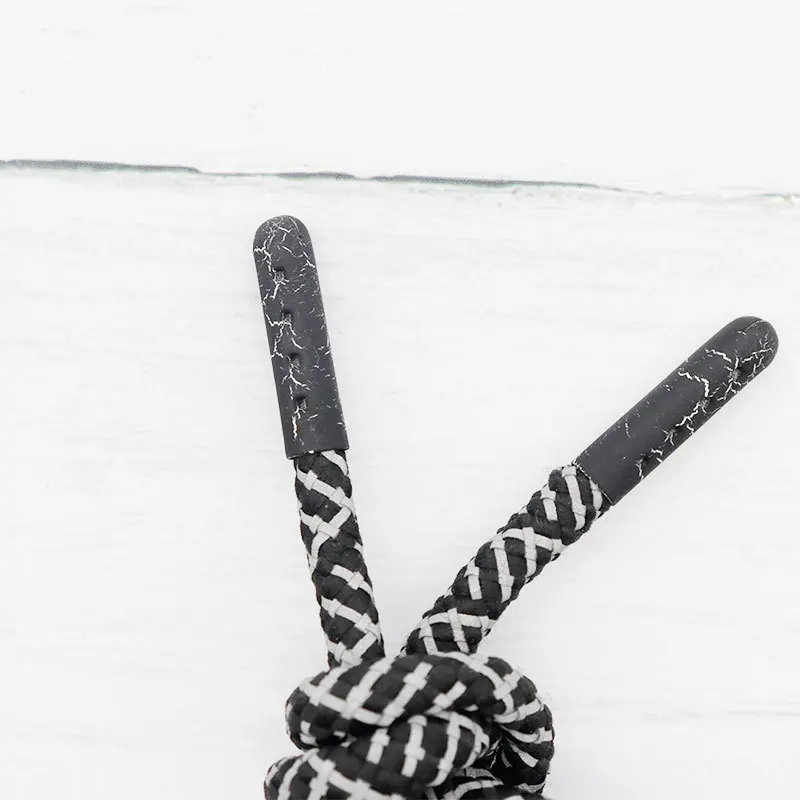 Weiou Fashion Lightnin Pattern Wholesale Metal Aglets 100pcs/set 22.4*5.8MM Sneaker Cord Copper Black Tips Rope Zinc Alloy Heads