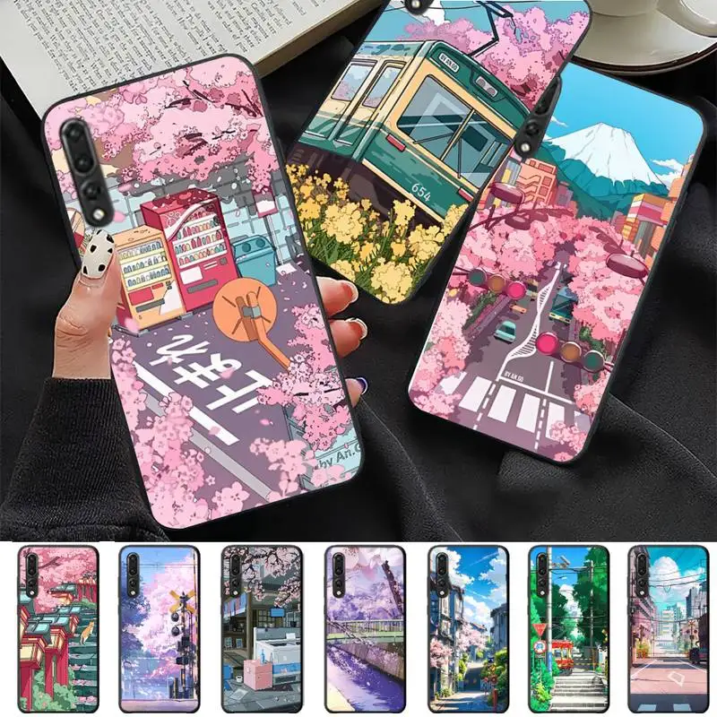 

Japanese Aesthetic Traint Moun Fuji Phone Case For Huawei P 8 9 10 20 30 40 50 Pro Lite Psmart Honor 10 lite 70 Mate 20lite