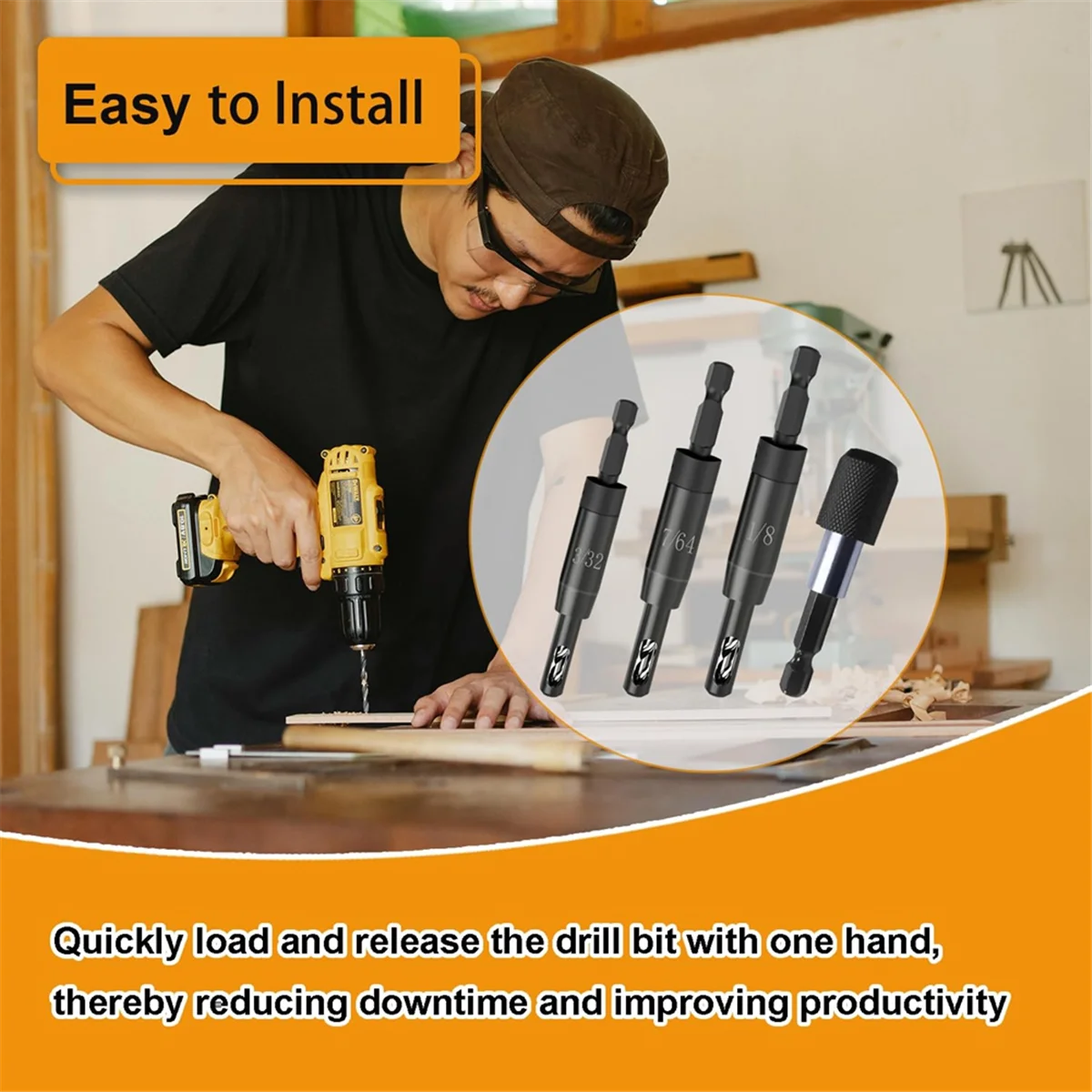 Самоцентрирующееся сверло 3/32&quot 7/64&quot 1/8 дюйма с держателем бит для шестигранного