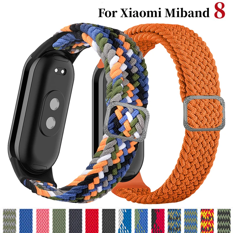 Bracelet for Xiaomi Mi Band 8 Strap Elastic Nylon Braided Adjustable Replacement Straps for Mi Band 8/NFC Smartwatch Accessories