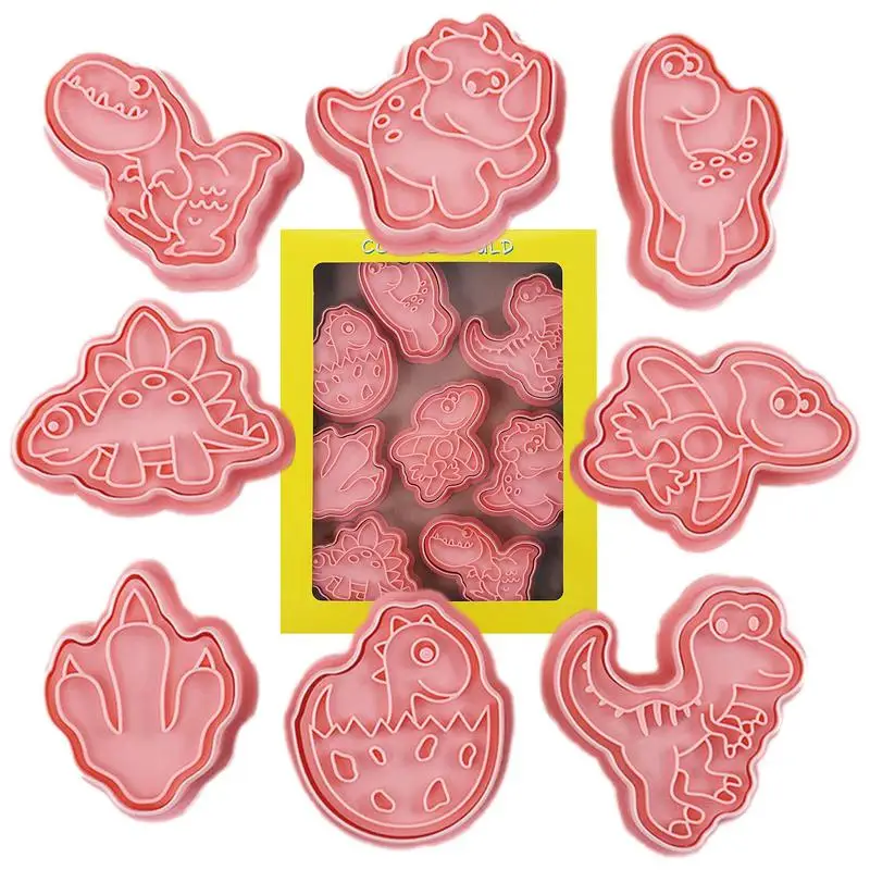 

Формочки для печенья в виде динозавра, 8 шт., 3D Мультяшные формочки для печенья, формы для помадки, детские формы для выпечки печенья, помадки
