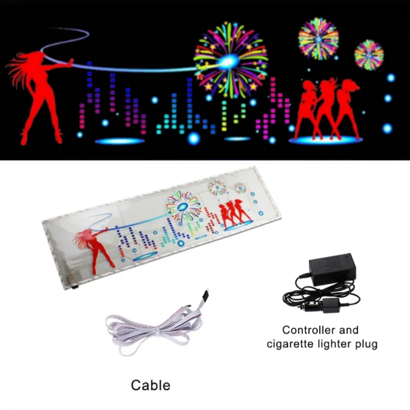 

LED Car Windshield Sound Activated Equalizer Car Neon EL Light Music Rhythm Flash Lamp Sticker Styling With Control Box