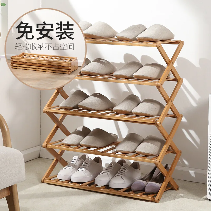 

2023 Year AOLIVIYA Foldable Installation-free Shoe Rack Home Dormitory Bedroom Bamboo Simple High-heeled Shoe Leather Shoe Cabin