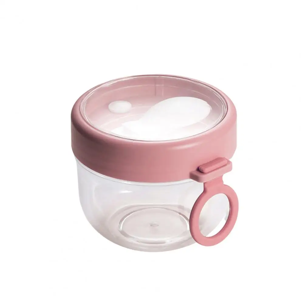 Oatmeal Cup Lid with Spoon Food Storage Overnight Yogurt Milk Salad Breakfast Jar 600ml