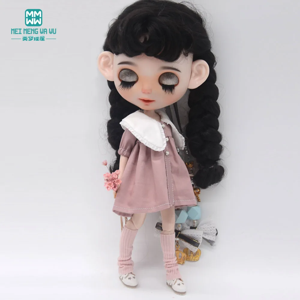 Doll Clothes for Blyth Azone Doll Accessories Fashion Dress Purple Pink Bean Green Gifts for Girls
