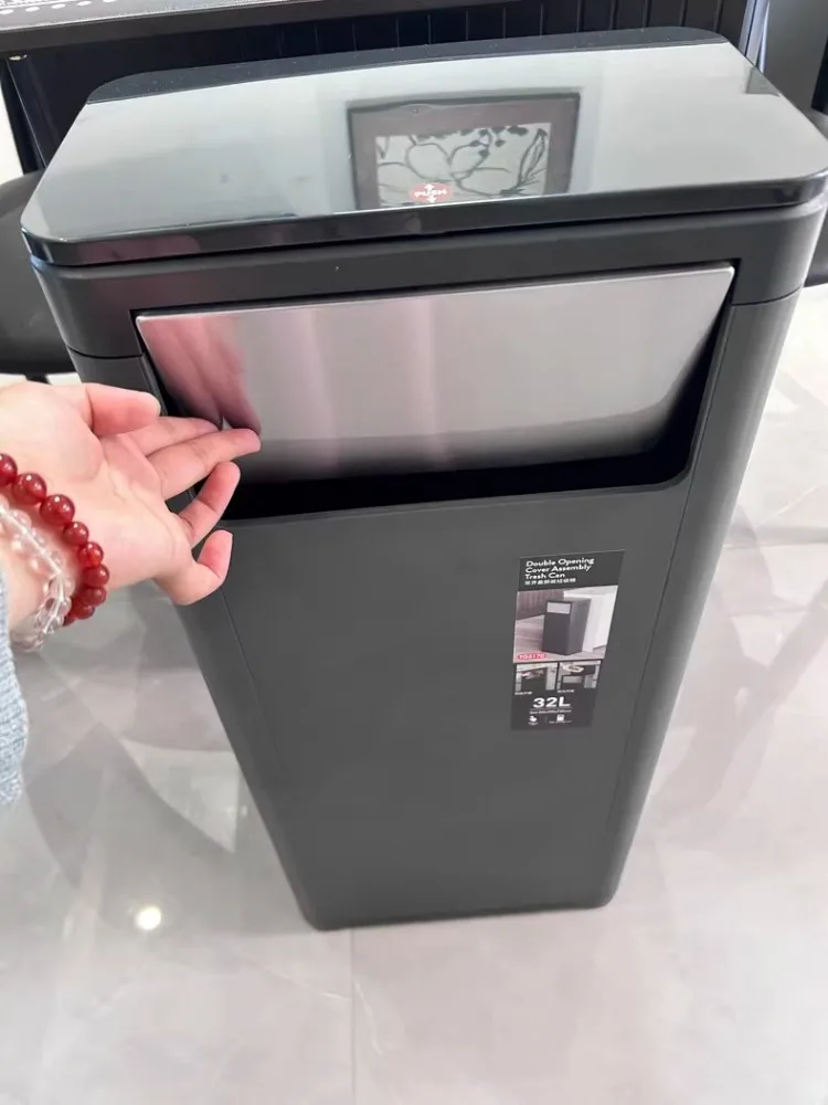 Большой бытовой кухонный мусорный бак с крышкой большой емкости гостиничный