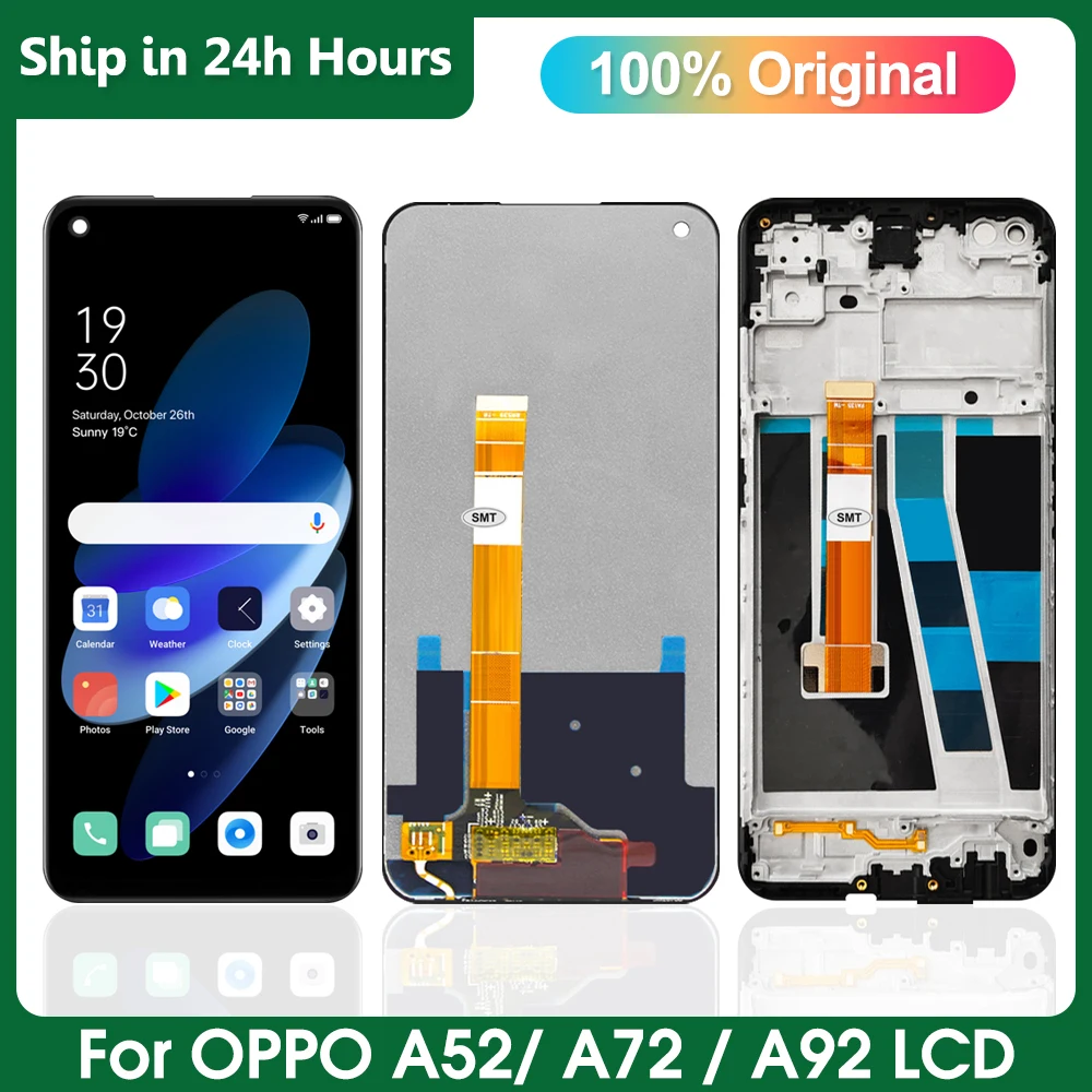 Оригинальный сменный ЖК-дисплей для Oppo A72 A92 + дигитайзер сенсорного экрана, дисплей для Oppo A52 CPH2059 CPH2067 CPH2069, с рамкой