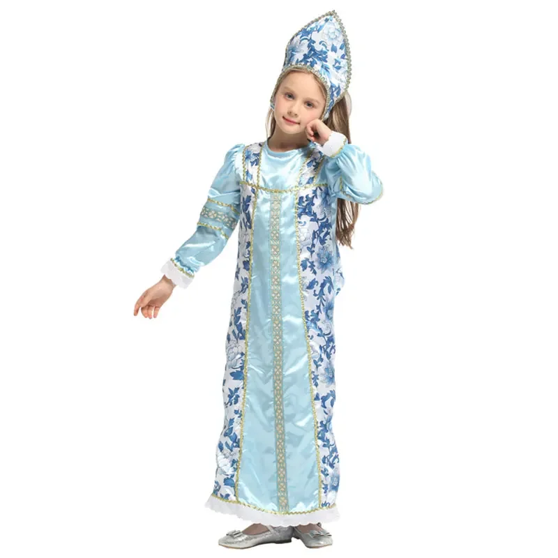 Детская традиционная одежда Kokoshnik Sarafan для девочек костюм Хэллоуина