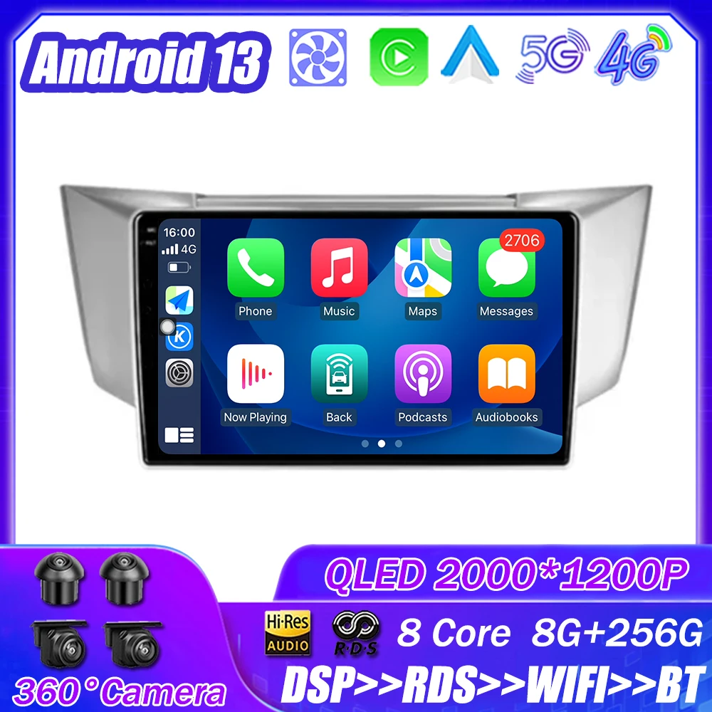 

Автомобильная Мультимедийная система, стерео-система на Android 13, для Lexus RX300, RX330, RX350, RX400H II, 2, 2003-2009, с GPS