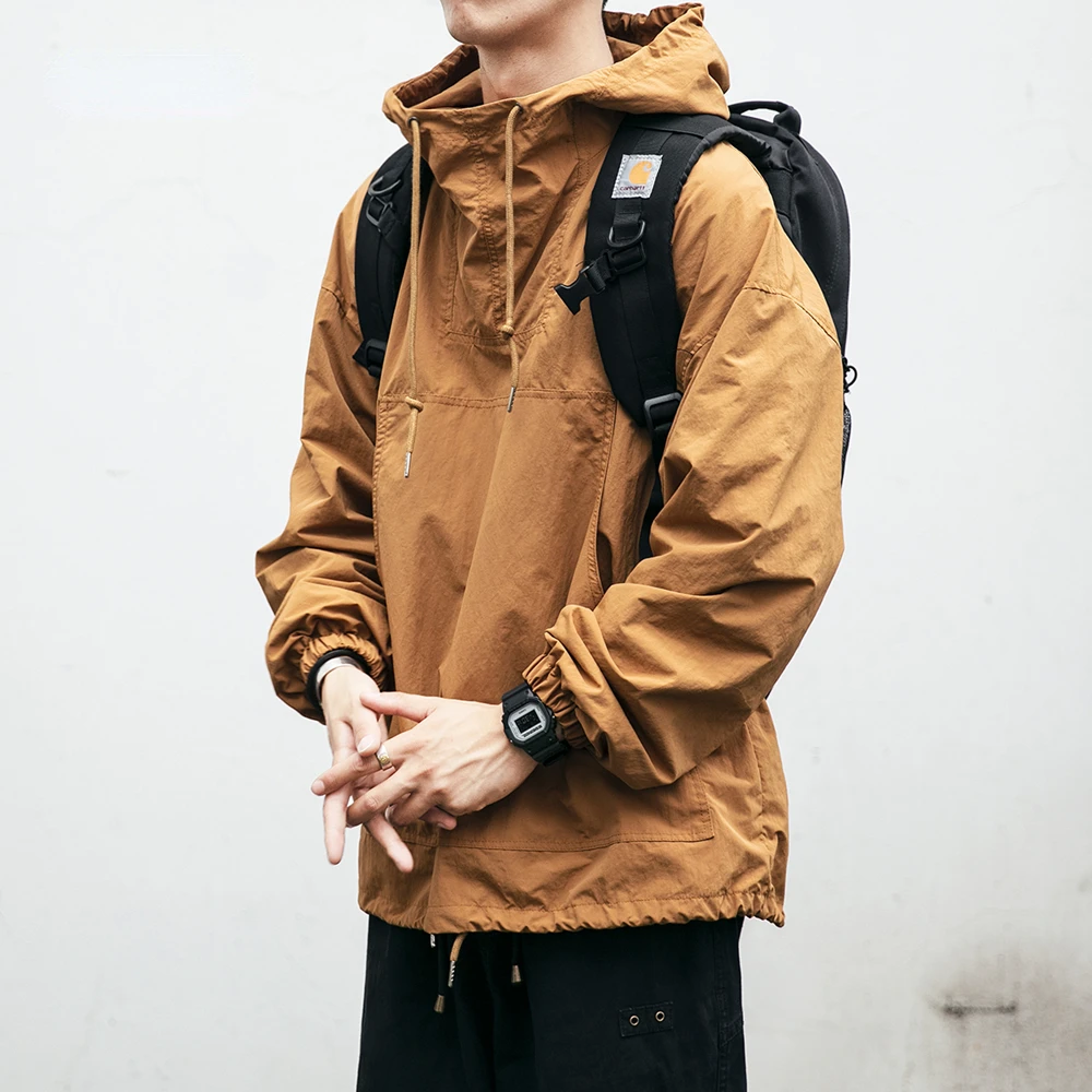 Spring Autumn  Fashion Thin Hoodie  Streetwear Casual Outdoor Cargo Jacket Harajuku Pullover Tops Men Clothing