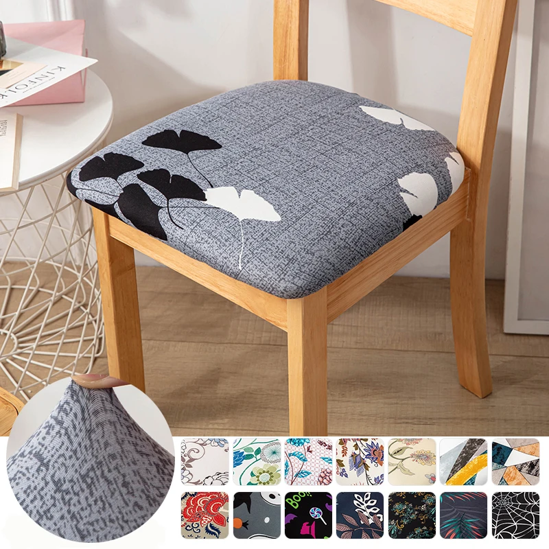 

Stretch Printed Chair Seat Cushion Covers For Dining Room Chair Cover For Wedding Banquet Seat Chair Slipcover Home Decor 1 Pcs