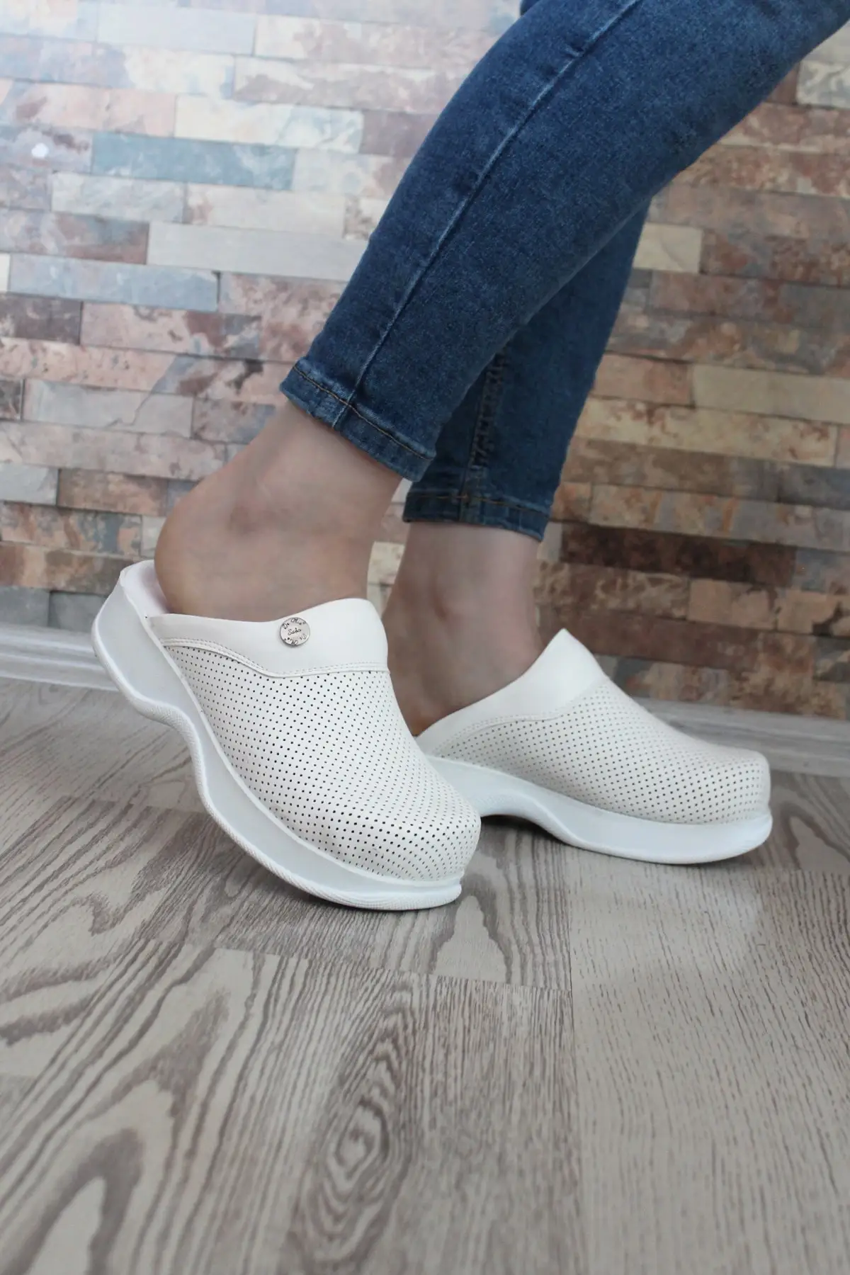 

White Women Sabo Slippers Orthopedic Sabo Slippers Doctor Slipper Nurse Slipper Hospital Slippers