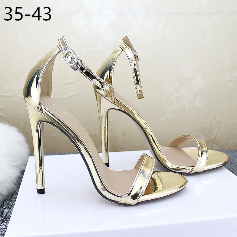 

41 42 43 Plus Big Over Large Size Women's Shoes Sandals High Heels Gold Silver Wedding Shoes Sandalias De Mujer
