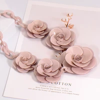 oi newest pink acrylic flower shape necklace female exaggerated clavicle sweater necklace unique women girls pendant jewelry