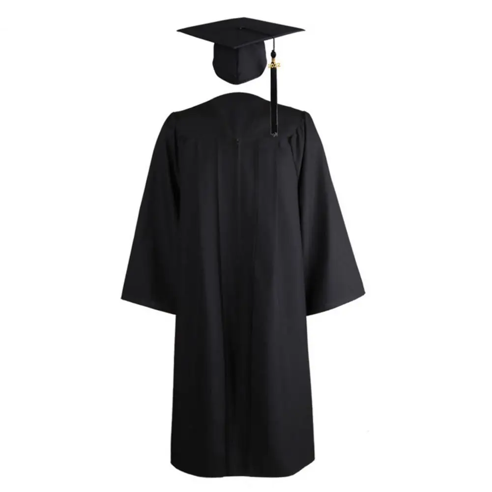 1 Set 2022 Graduation Dress Bachelor Cap Unisex University Academic Dress with Graduation Cap Men Women Graduation Gown Hat Set