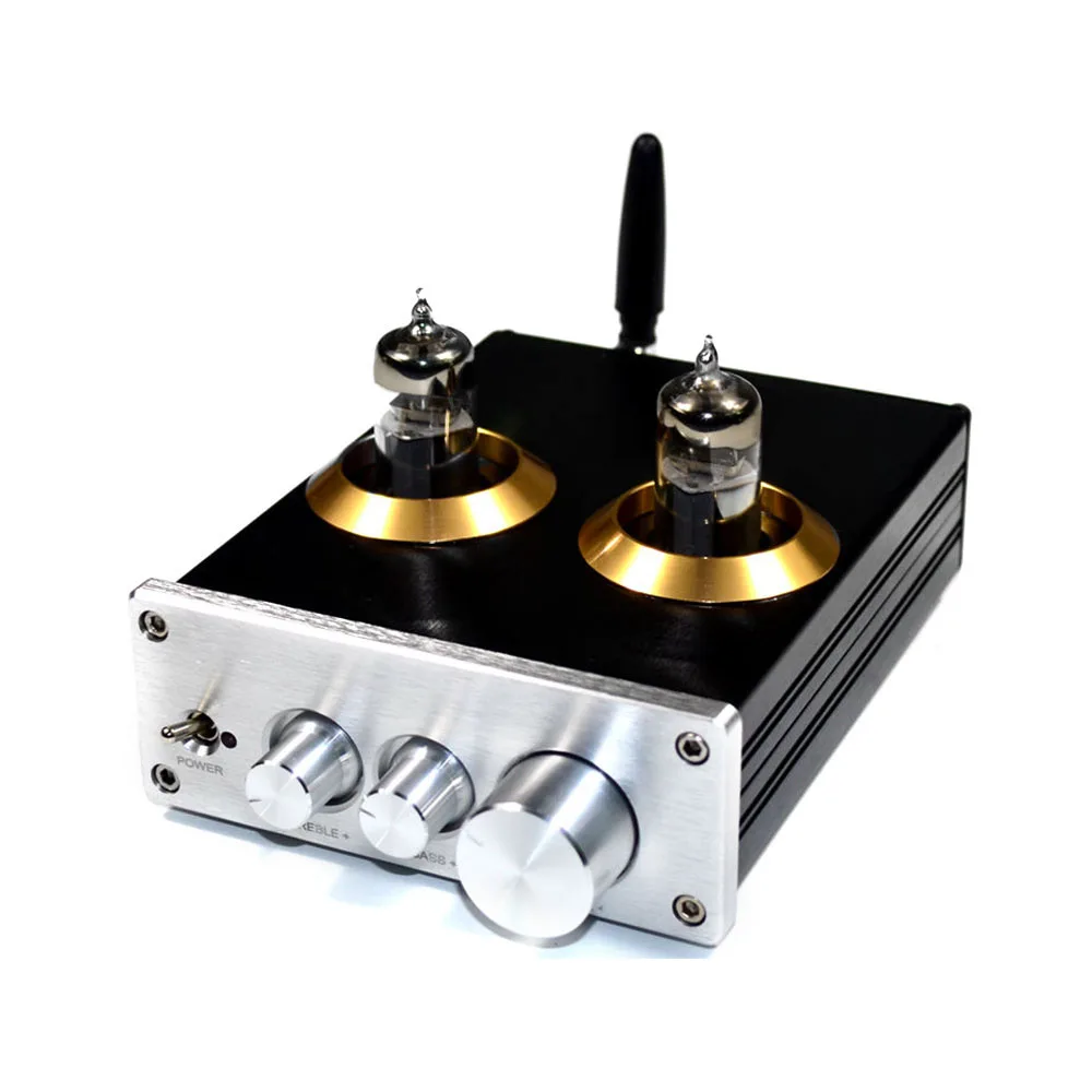 

6J5 Vacuum Tube Amplifier Preamplifier BT Preamp AMP with Volumes Treble Bass Tone Adjustment Function for Home Sound Theater