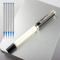 luxury high quality jinhao metal rollerball pen 0 7mm golden clip signature elegante ink pen office school supplies 5pcs refill