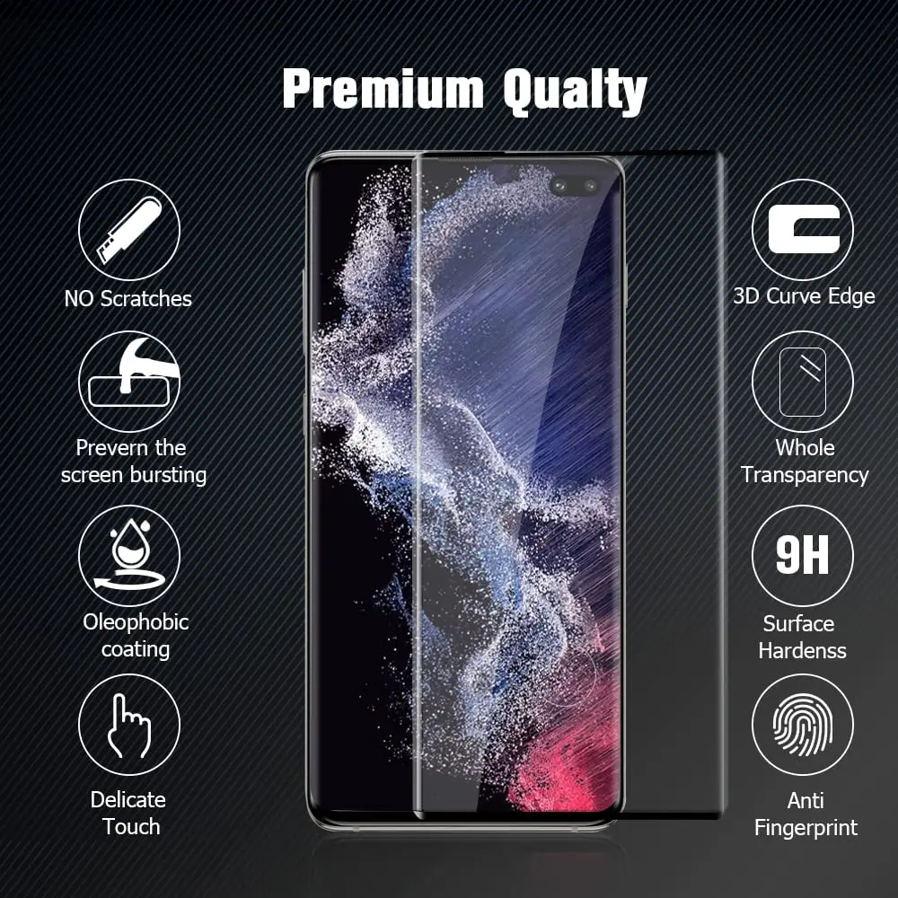 2/4Pcs Tempered Glass For Samsung Galaxy S10 Plus S20 S21 S22 S23 Ultra Plus Curved Anti Scratch Screen Protector Glass