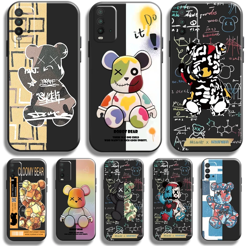 

Luxury Fashion Cool Bear For Xiaomi Redmi 9T Phone Case Funda Soft Back Silicone Cover Coque Liquid Silicon