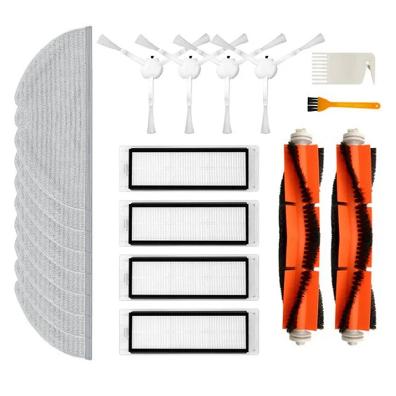 

HOT！-For Mijia 1T Xiaomi Robot Vacuum-Mop 2 Pro Plus + STYTJ02ZHM Hepa Filter Mop Rag Main Side Brush Robot Vacuum Parts
