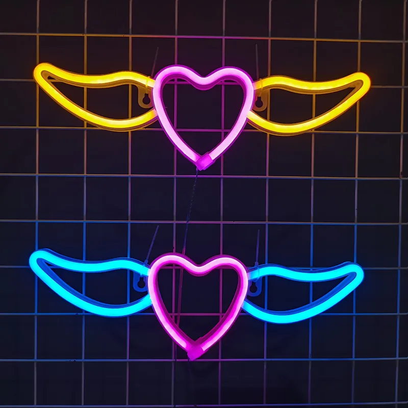 

Heart Sign Lights for Bedroom Wall Decor USB or Battery LED Fly Neon Night Light Home Party Bar Decoration Christmas Gifts New