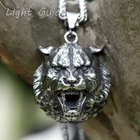 2022 new mens 316l stainless steel viking knight lion head pendant necklace for teens animal fashion jewelry gift free shipping