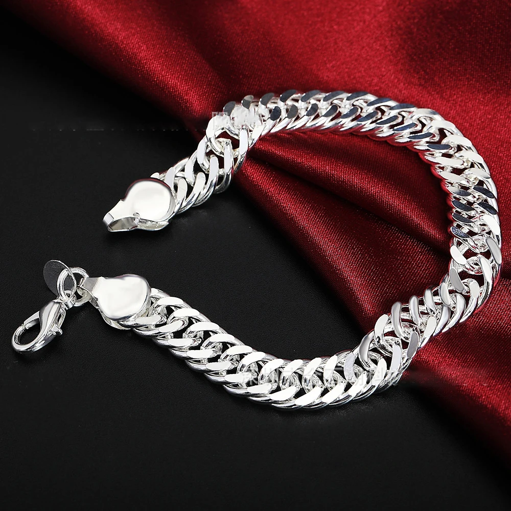 

Man 925 Sterling Silver 10MM Sideways Chain Bracelet For Women Male Wedding Luxury Quality Jewelry Offers With Free Shipping