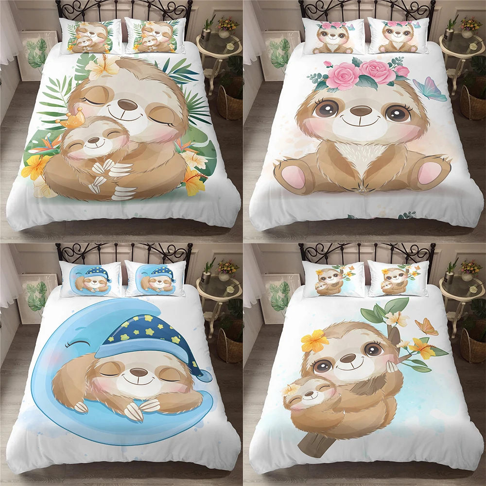 

Animal Print Bedding Set King Queen Single Size Bedding Cartoon Sloth Children Adult Comforter Duvet Quilt Cover