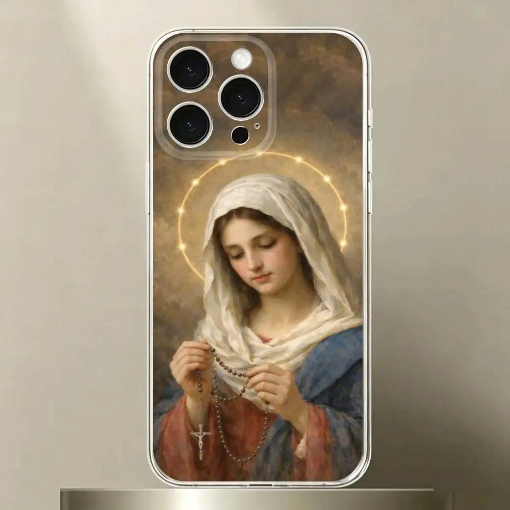 Чехол для телефона с изображением Девы Марии для iPhone 16, 15, 11, 13, 14 Pro Max, 7, 8 Plus, X, Xr, Xs Max, SE2020, 12 mini, прозрачный чехол (art.: 3920dbd8dc216) - 3920dbd8dc216