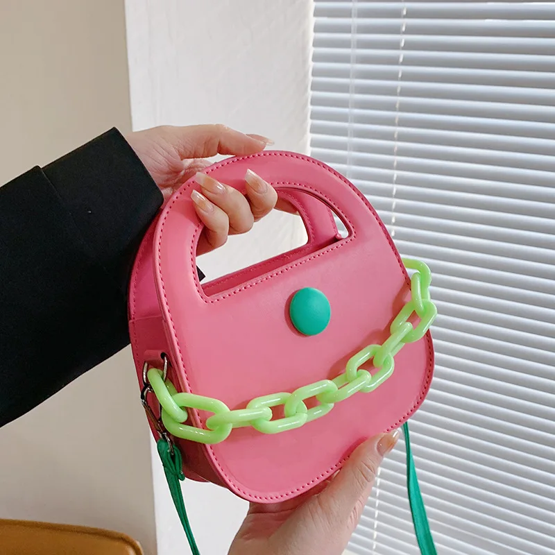 

Роскошная дизайнерская сумочка для женщин, трендовая Сумочка конфетных цветов в стиле ретро на цепочке, сумочка-Багет на плечо для женщин, к...