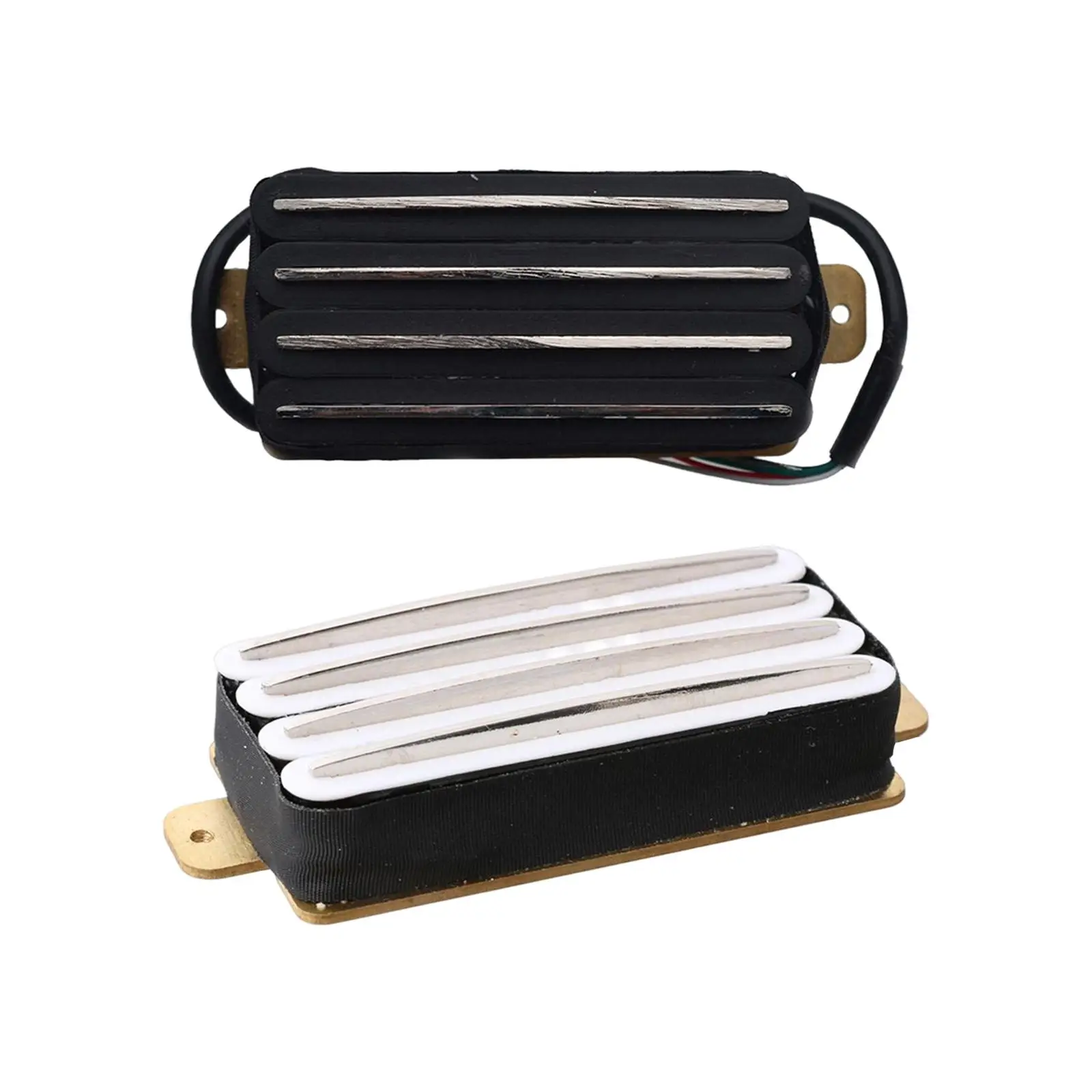 

Electric guitar humbucker pickup with four coils and connection wires