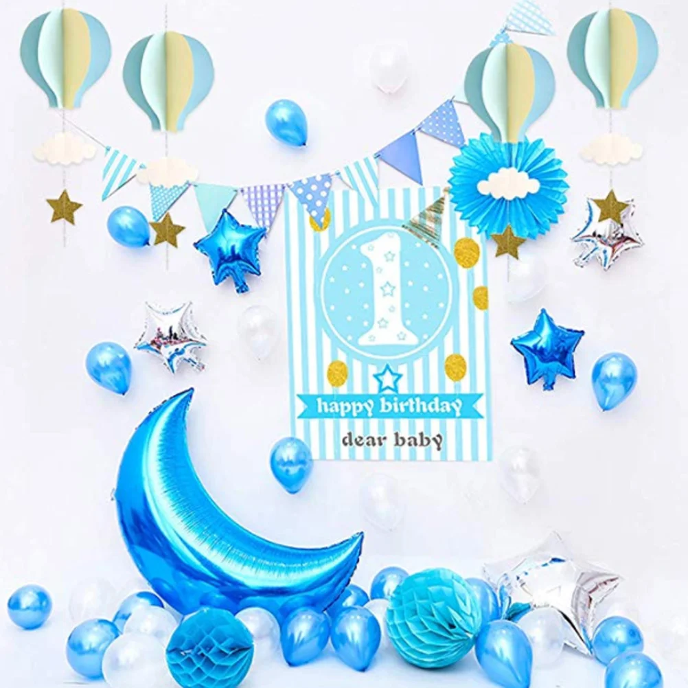 

4Pcs Hot Air Balloon Paper Garlands Hot Air Balloons Clouds Stars Hanging Ornaments for Shower Wedding Birthday Supplies
