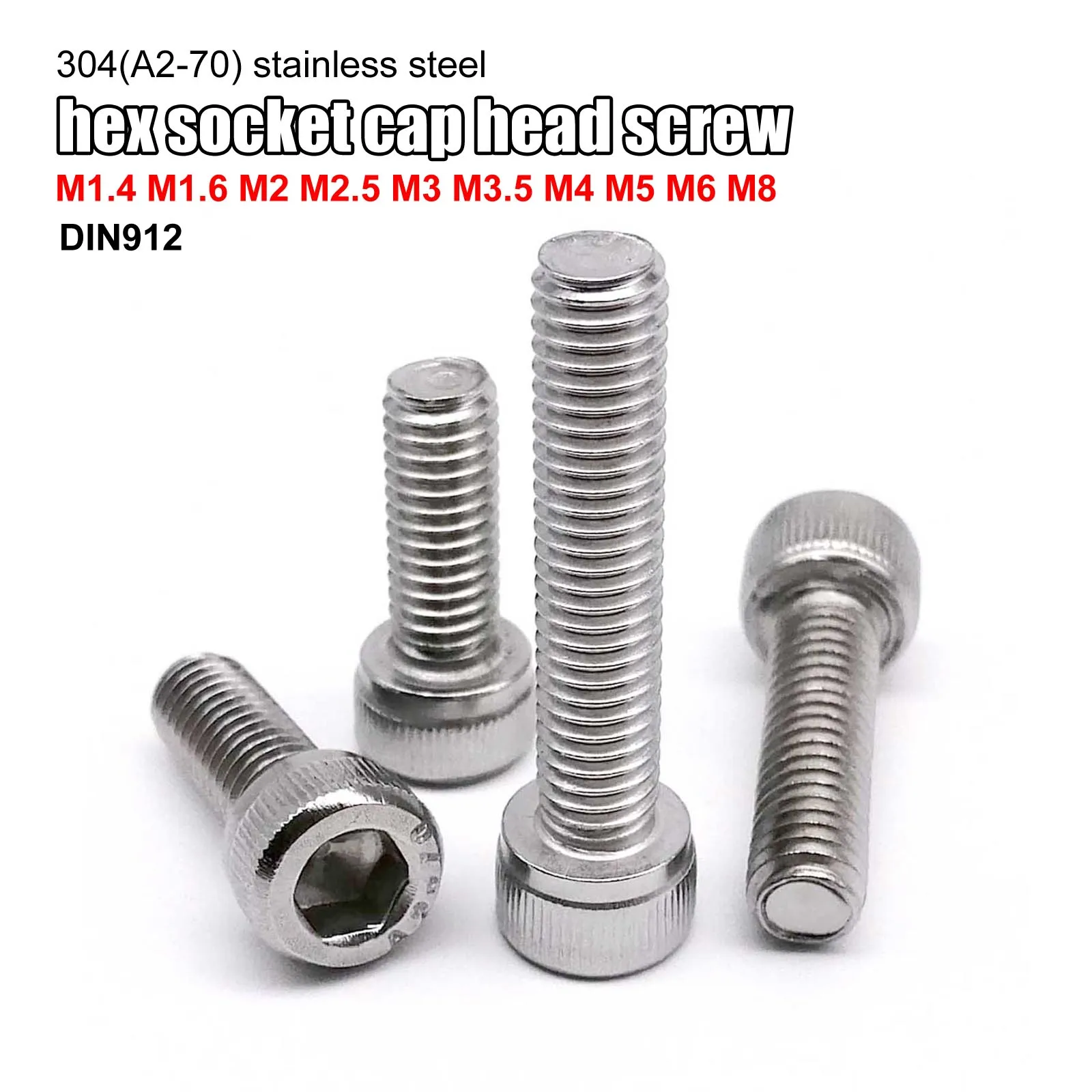 5/10/50 adet DIN912 M1.4 M1.6 M2 M2.5 M3 M3.5 M4 M5 M6 M8 A2-70 304 Paslanmaz Çelik Allen Altıgen Soket Başlı Vida