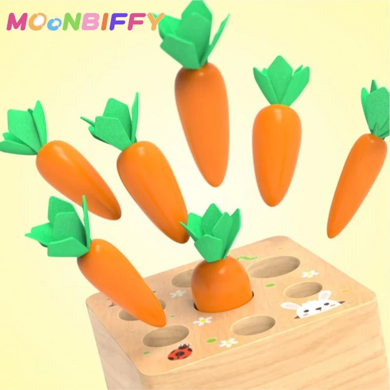 

Wooden Pulling Harvest Carrot Game Kids Montessori Toy Block Set Cognition Ability Toy Funny Kids Learning Toys Educational