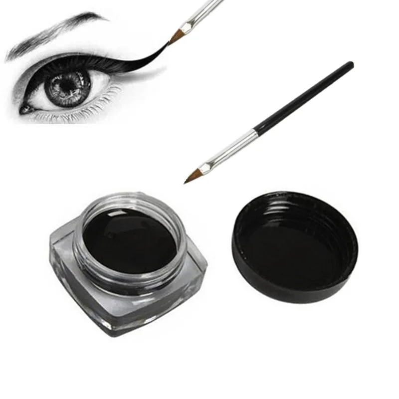 

Black Waterproof Eyeliner cream Make Up Beauty Comestics Long-lasting Eye Liner gel Makeup Tools for eyeshadow with brush