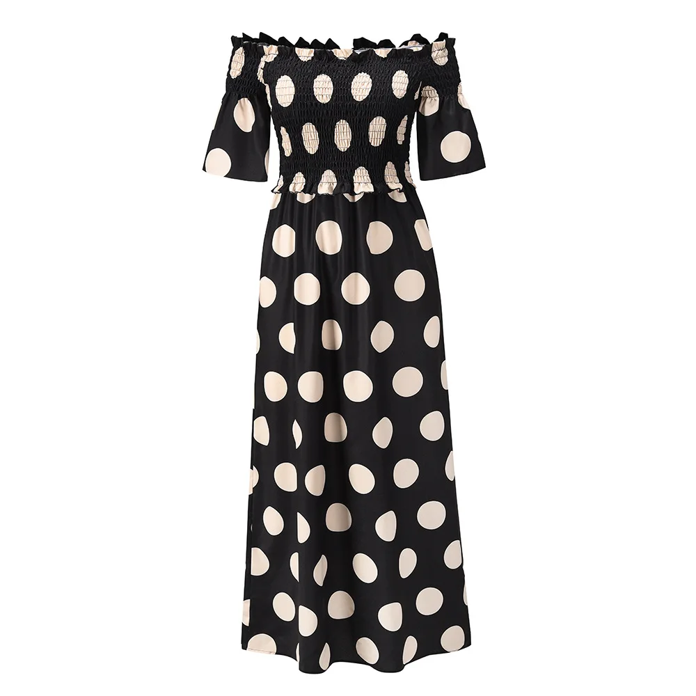 

One-shoulder Tube Top Dress for Women 2022 Summer Elastic Temperament Polka Dot Print Vestido Floral Casual Dresses Robes Robe