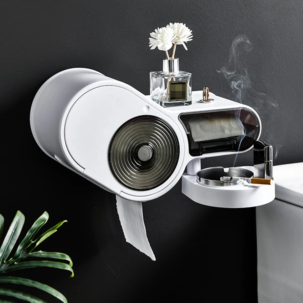 

Multipurpose Paper Towel Toilet Paper Holder Kitchen Roll Holder Free Punching Tissue Box Wc Paper Towel Dispenser With Ashtray