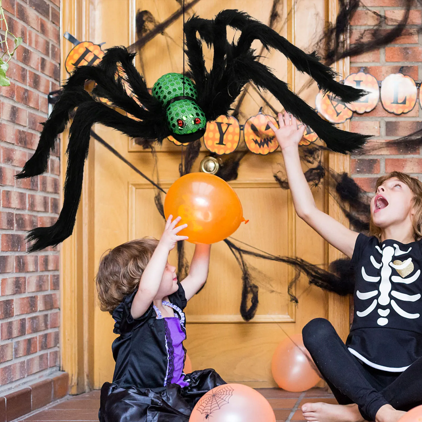 Гигантский паук с красными глазами украшения для Хэллоуина уличный комнатный