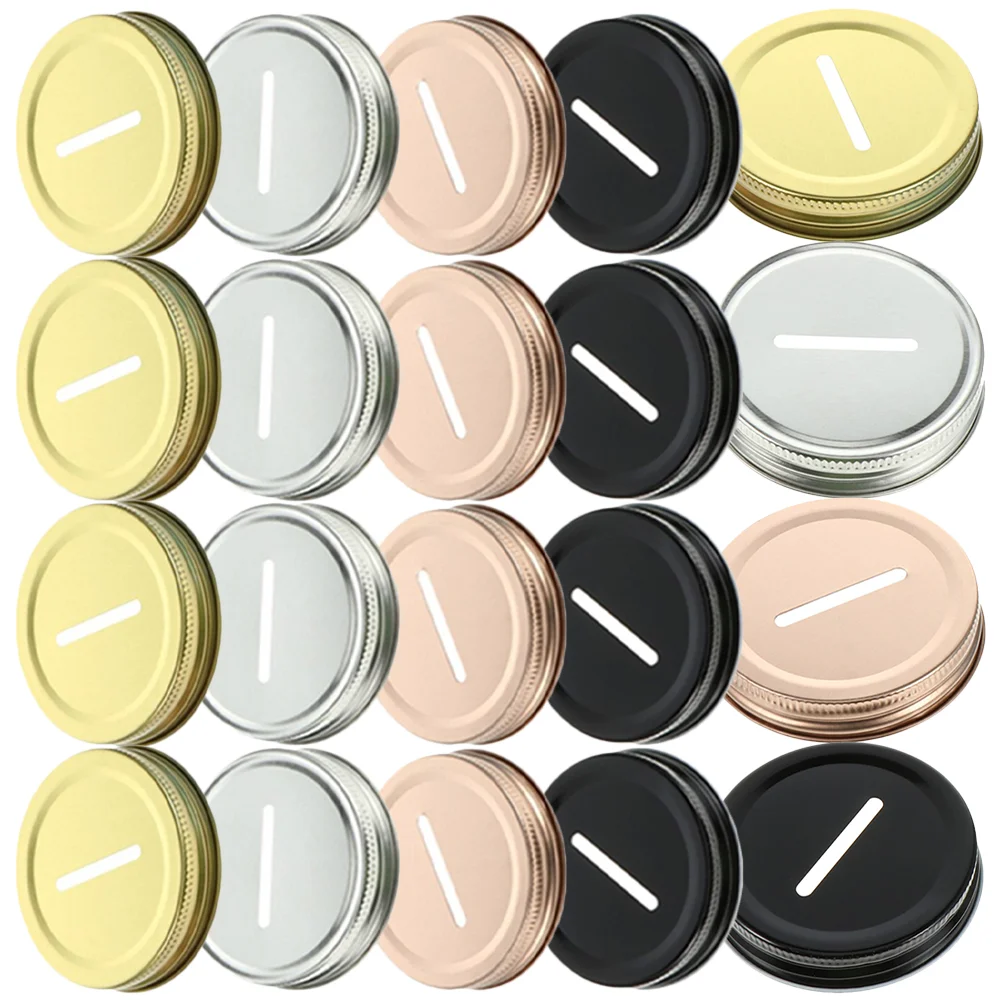 

Jar Mason Lids Coin Slot Lid Bank Canning Covers Caps Piggy Cup Mouth Wide Slotted Sealing Tinplate Cover Cap Holes Accessories