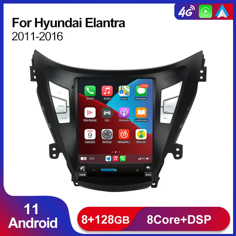 

Carplay 4G Lte 8+128G Android 11 DSP Car Radio Player for Hyundai Elantra I35 Avante MD 2011 2012-2016 GPS Navigation WIFI BT