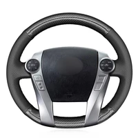 non slip durable black carbon fiber leather car steering wheel cover for toyota prius 30xw30 prius prius c prius v 2011 2020