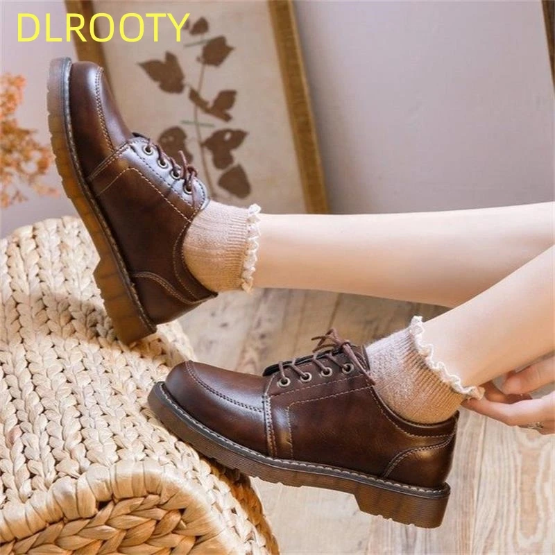 

shoes women Oxfords Lace Up Brogue Shoes Flat Platform Ladies Non-slip Shoes Breathable Casual woman Low Footwear zapatos mujer