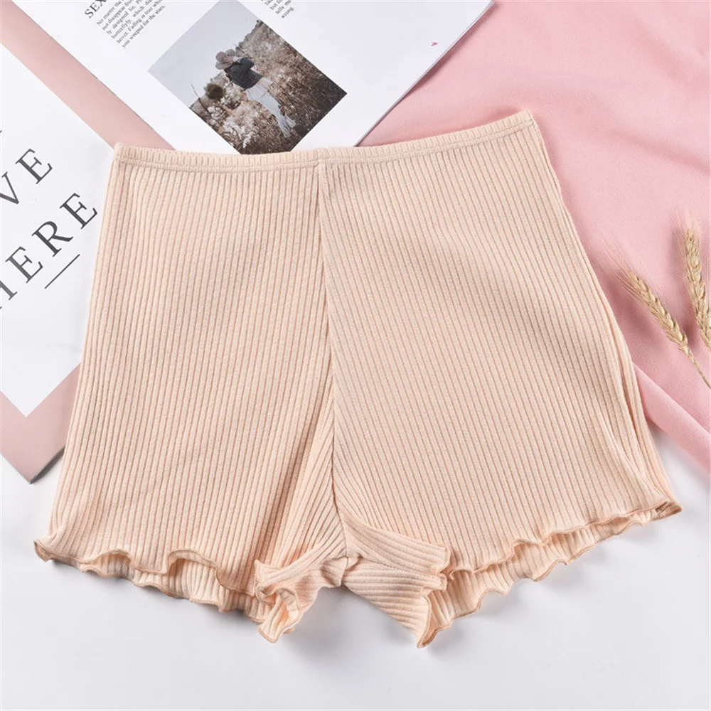 Women Safety Short Pants Lingerie Panties Security Ribbed Striped Seamless Elastic Underwear Anti Chafing Thigh Band Underpants