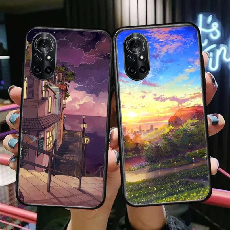 Чехол для телефона с аниме пейзажем Lanscape для Honor 50 20 Pro 7C 10i 8A 8X V40 30 20 X30 20 Magic 2, мягкий черный чехол для телефона