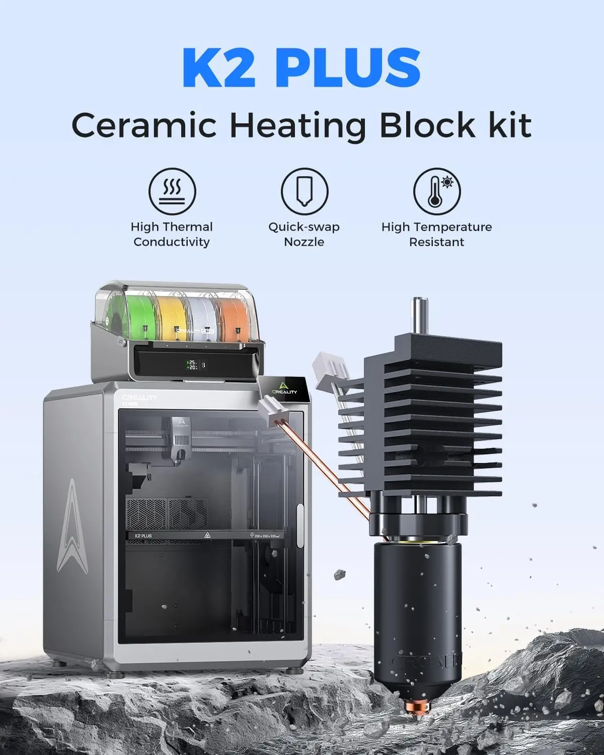 Фото Керамический комплект Hotend Creality K2 Plus, быстросменное сопло K2 Plus, цельнометаллическое быстросменное сопло и 300 ° Детали для обновления нагревательного блока C №2
